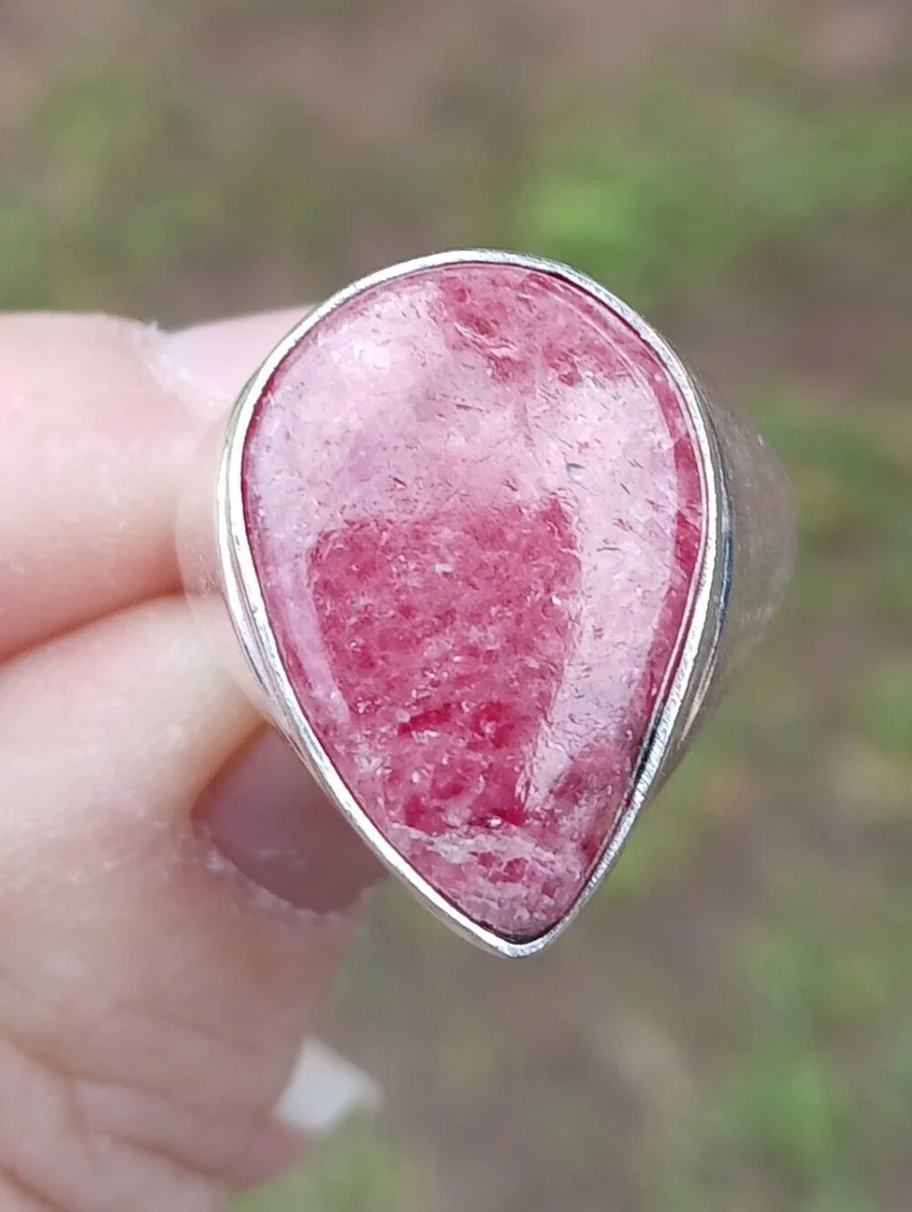 New Men's Rhodonite 925 Silver Ring.